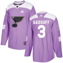 St. Louis Blues Men's Bob Gassoff Adidas Authentic Purple Hockey Fights Cancer Jersey