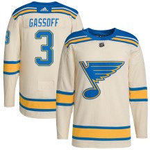 St. Louis Blues Youth Bob Gassoff Adidas Authentic Cream 2022 Winter Classic Player Jersey