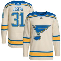 St. Louis Blues Youth Curtis Joseph Adidas Authentic Cream 2022 Winter Classic Player Jersey