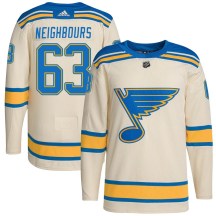 St. Louis Blues Youth Jake Neighbours Adidas Authentic Cream 2022 Winter Classic Player Jersey