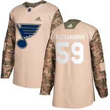 St. Louis Blues Youth Nikita Alexandrov Adidas Authentic Camo Veterans Day Practice Jersey