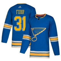 St. Louis Blues Youth Grant Fuhr Adidas Authentic Blue Alternate Jersey