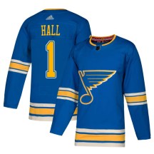 St. Louis Blues Youth Glenn Hall Adidas Authentic Blue Alternate Jersey