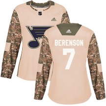 St. Louis Blues Women's Red Berenson Adidas Authentic Red Camo Veterans Day Practice Jersey