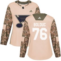 St. Louis Blues Women's Zack Bolduc Adidas Authentic Camo Veterans Day Practice Jersey