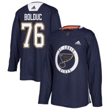 St. Louis Blues Men's Zack Bolduc Adidas Authentic Blue Practice Jersey