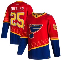 St. Louis Blues Youth Chris Butler Adidas Authentic Red 2020/21 Reverse Retro Jersey