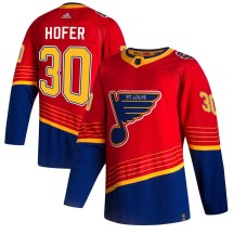 St. Louis Blues Youth Joel Hofer Adidas Authentic Red 2020/21 Reverse Retro Jersey