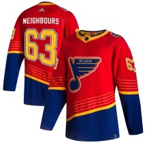 St. Louis Blues Youth Jake Neighbours Adidas Authentic Red 2020/21 Reverse Retro Jersey