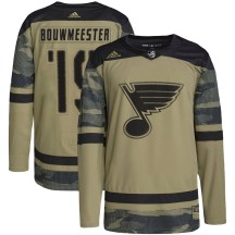 St. Louis Blues Youth Jay Bouwmeester Adidas Authentic Camo Military Appreciation Practice Jersey