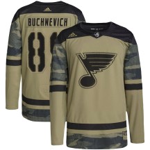 St. Louis Blues Youth Pavel Buchnevich Adidas Authentic Camo Military Appreciation Practice Jersey