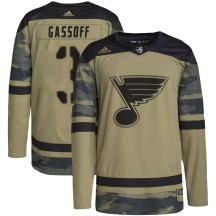 St. Louis Blues Youth Bob Gassoff Adidas Authentic Camo Military Appreciation Practice Jersey
