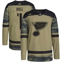 St. Louis Blues Youth Glenn Hall Adidas Authentic Camo Military Appreciation Practice Jersey