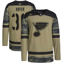 St. Louis Blues Youth Joel Hofer Adidas Authentic Camo Military Appreciation Practice Jersey