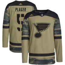 St. Louis Blues Youth Bob Plager Adidas Authentic Camo Military Appreciation Practice Jersey