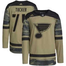 St. Louis Blues Youth Tyler Tucker Adidas Authentic Camo Military Appreciation Practice Jersey