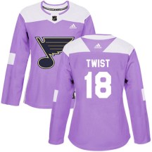 St. Louis Blues Women's Tony Twist Adidas Authentic Purple Hockey Fights Cancer Jersey