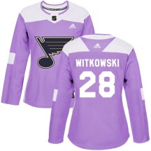 St. Louis Blues Women's Luke Witkowski Adidas Authentic Purple Hockey Fights Cancer Jersey
